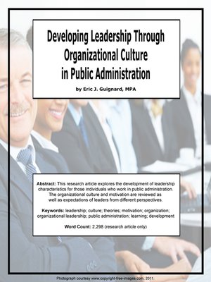 cover image of Developing Leadership through Organizational Culture in Public Administration